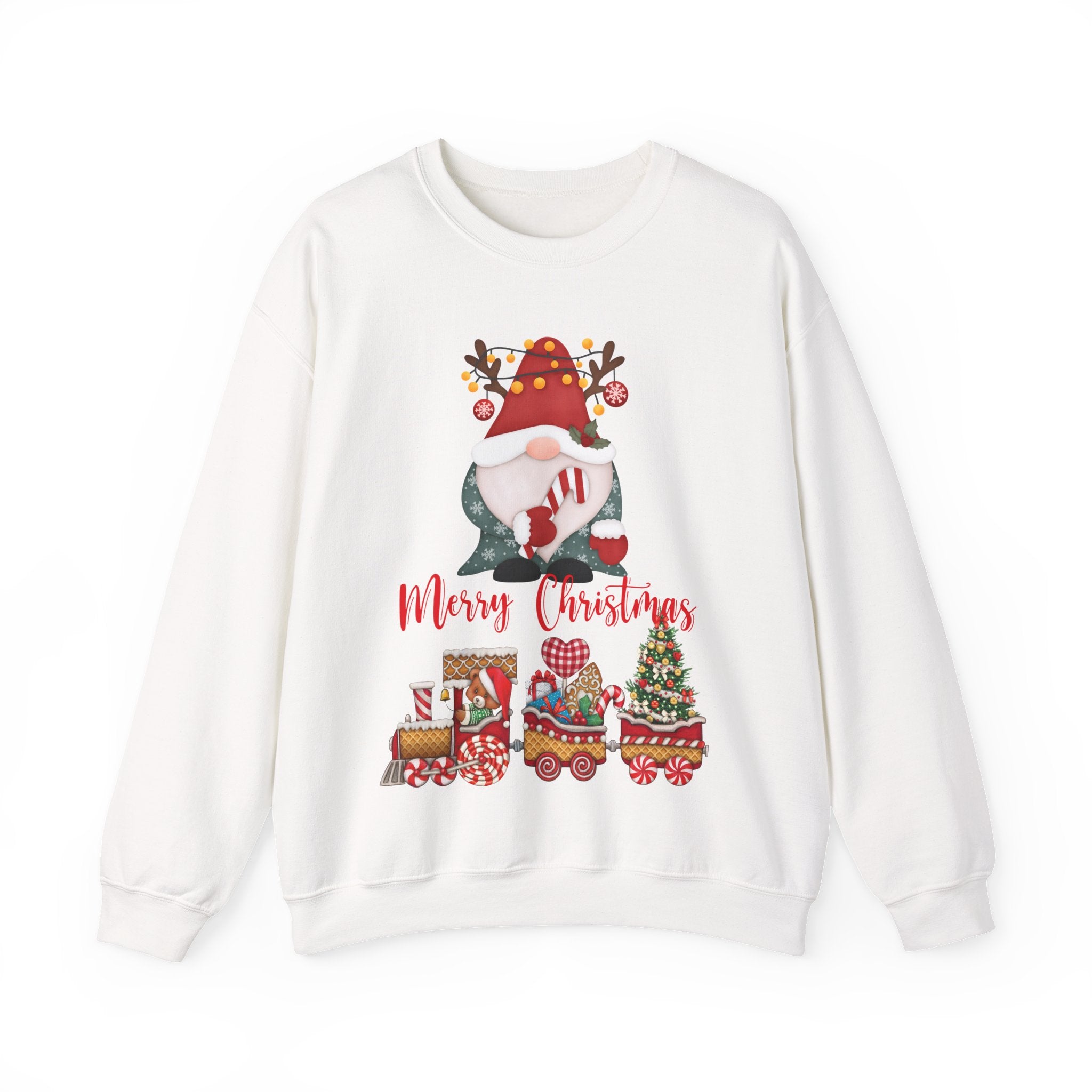 “Merry Christmas Gnome & Gifts” Sweatshirt – Festive Holiday Pullover for Cozy Winter Cheer