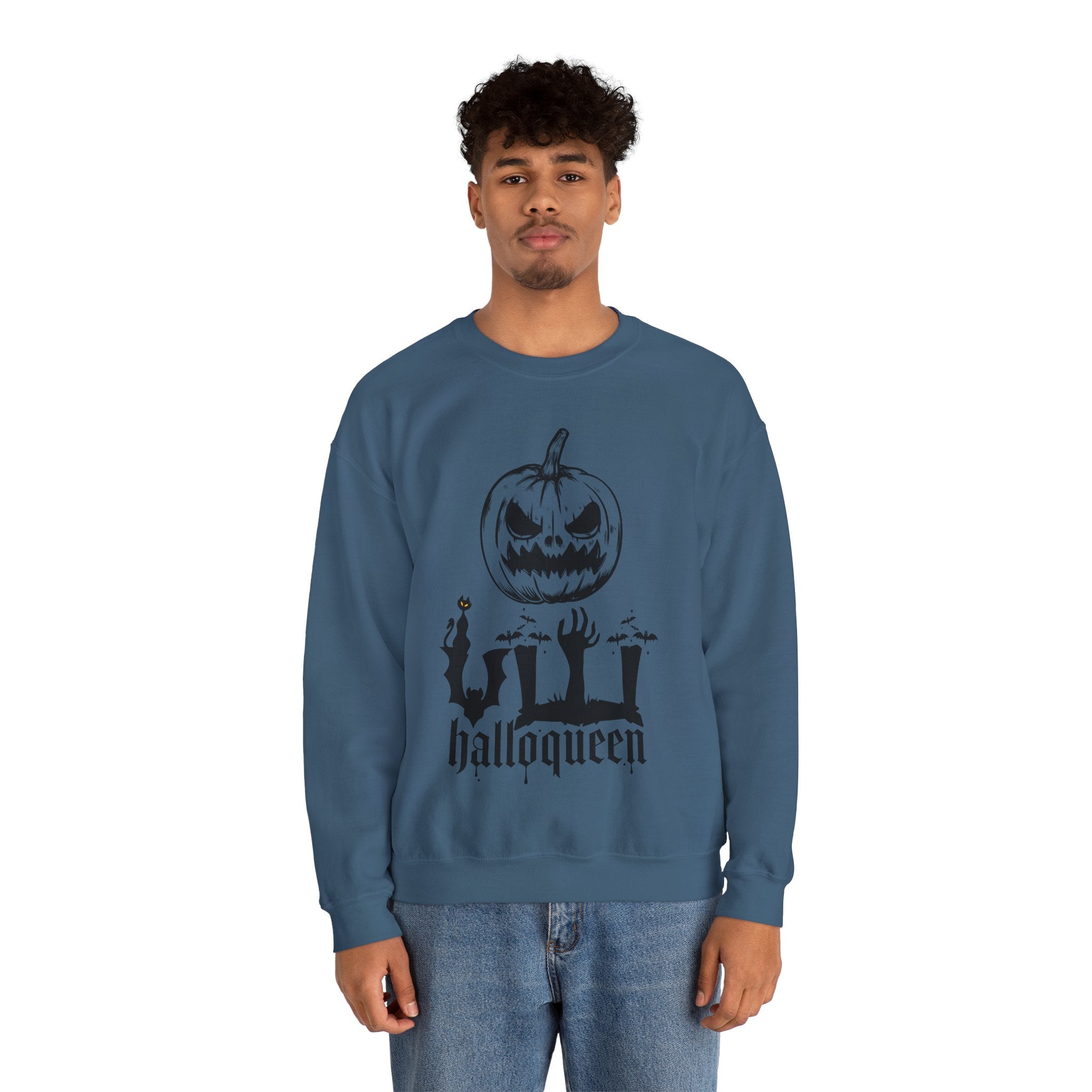 Halloween Sweatshirt - pumpkin and zombie hands