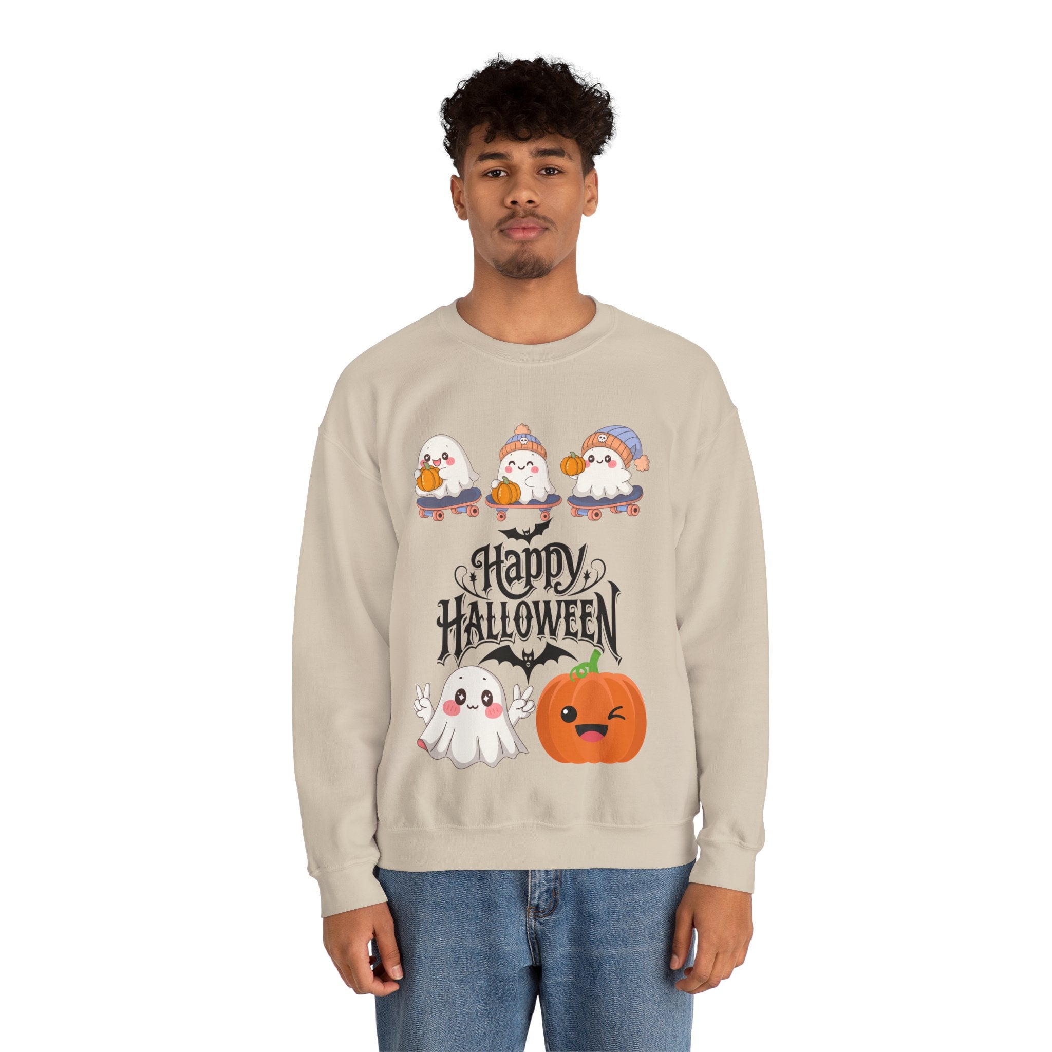 Cute Ghost & Pumpkin Halloween Sweatshirt
