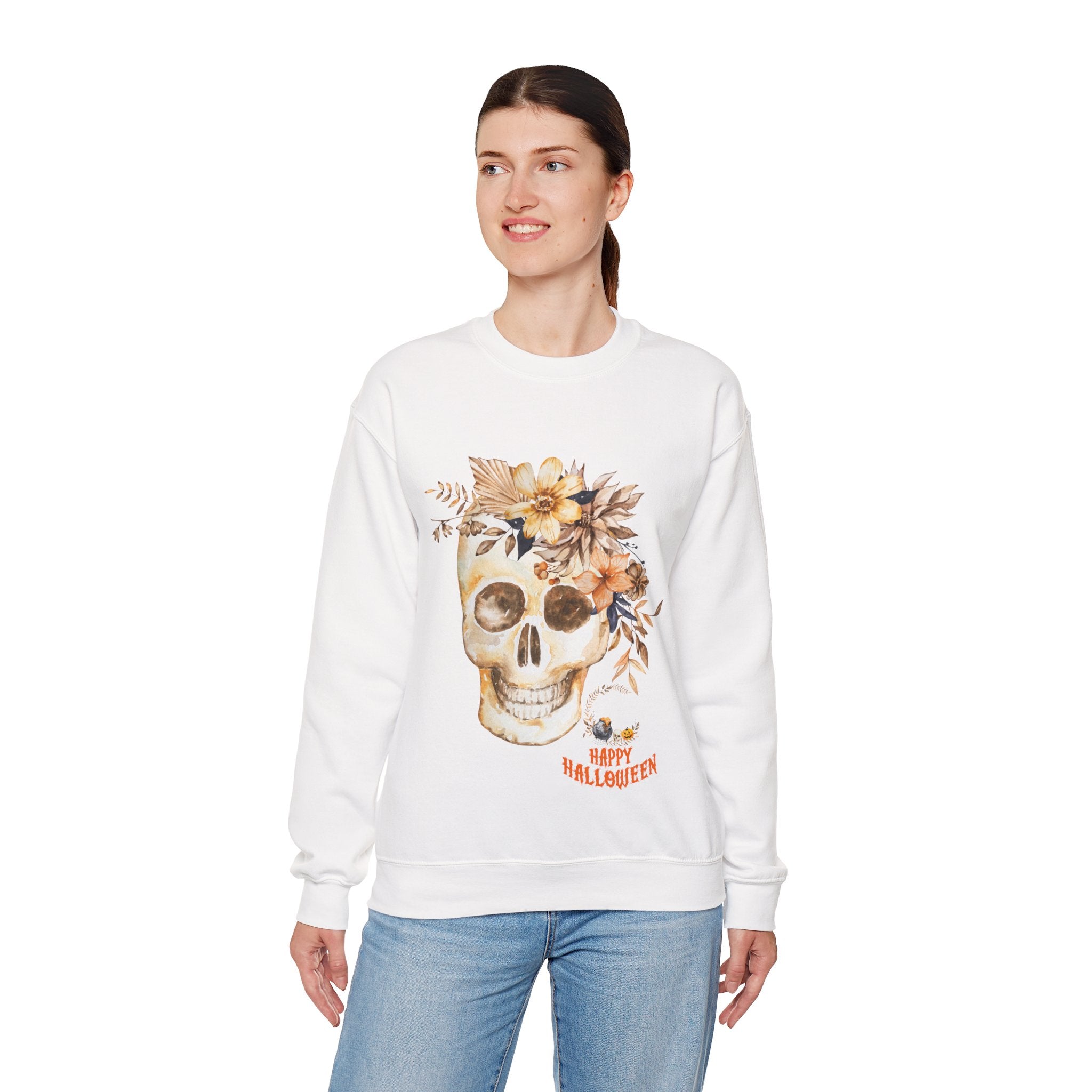 Halloween Floral Skull Sweatshirt