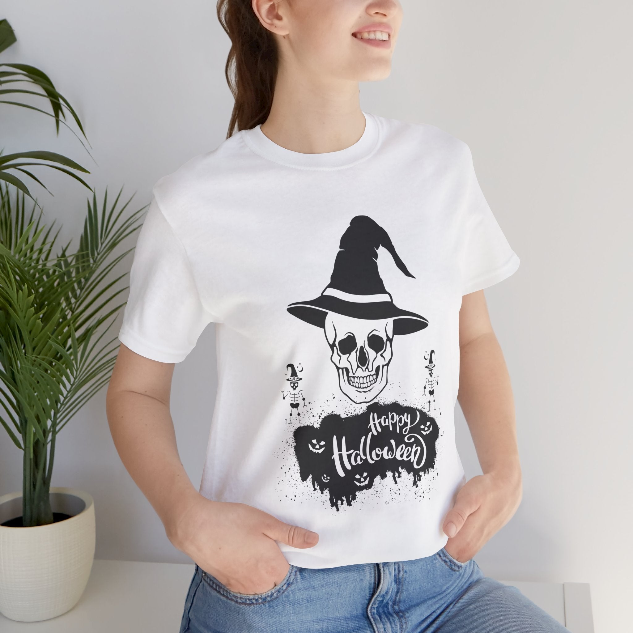 Skull Witch Hat Halloween T-Shirt