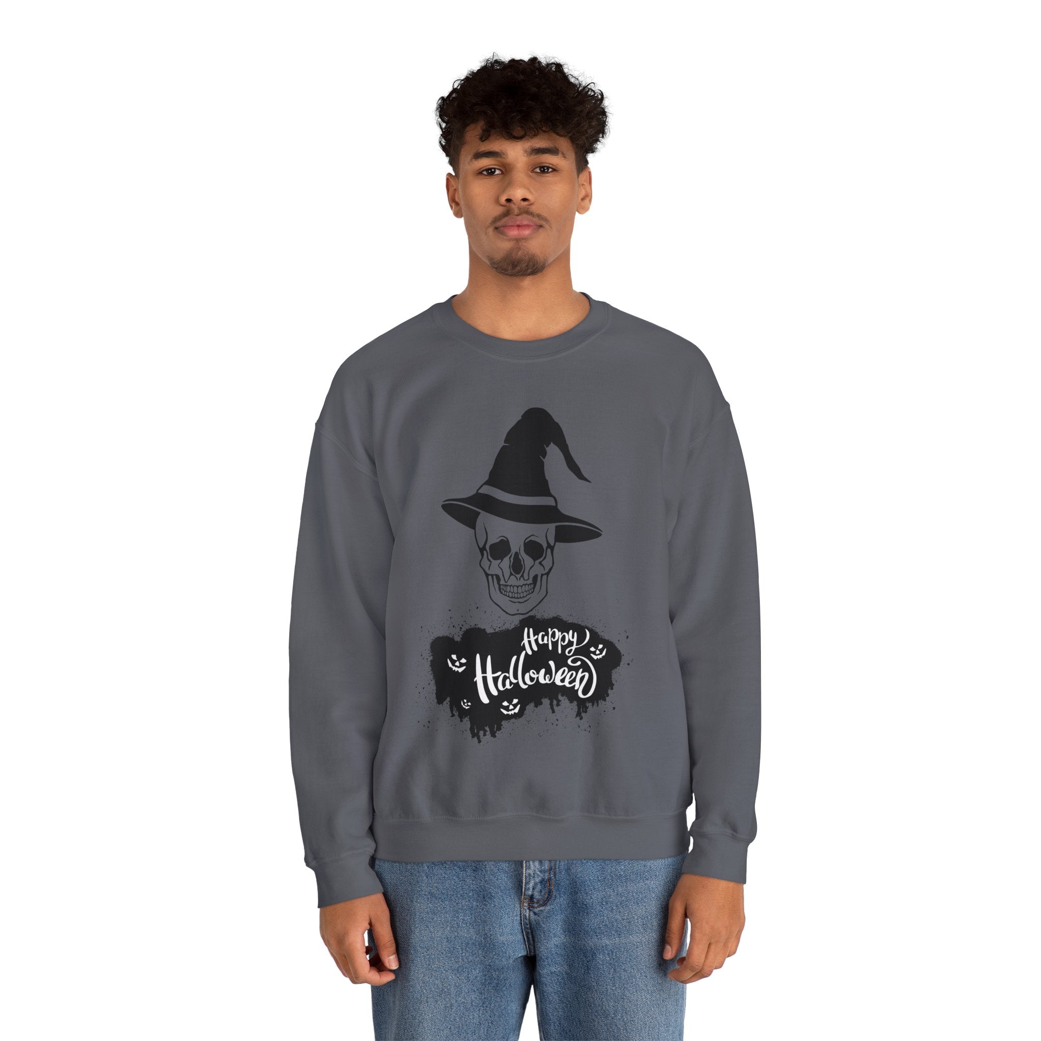 Skull Witch Hat Halloween Sweatshirt