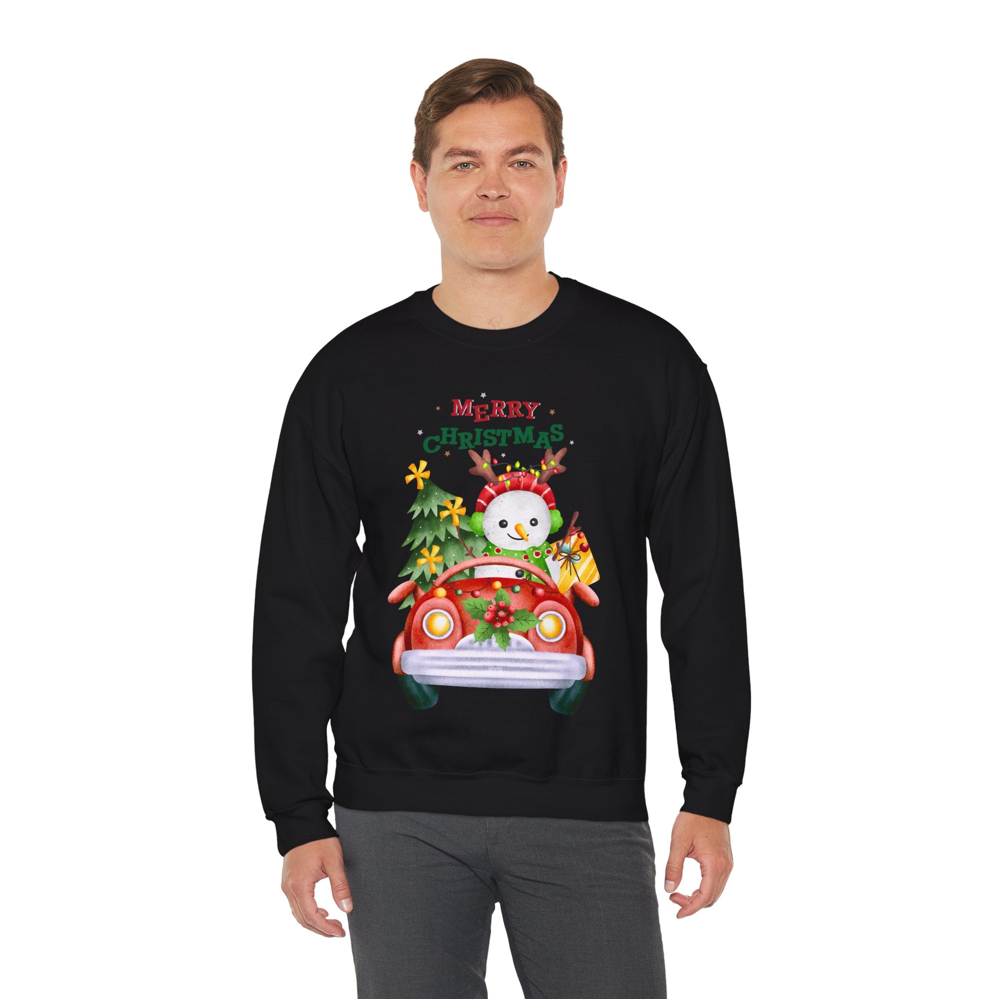 “Merry Christmas Snowman” Sweatshirt – Cute Holiday Pullover for Joyful Winter Days