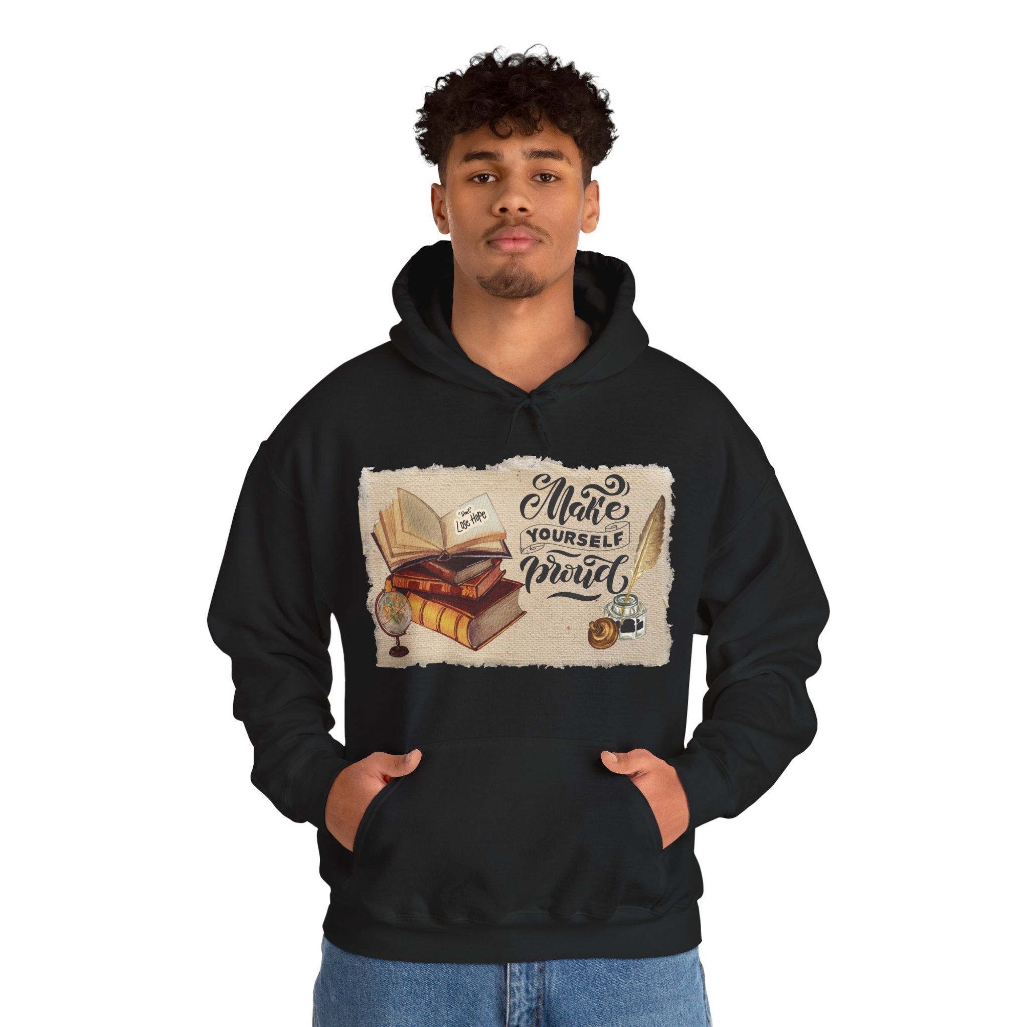 Cozy Literary Hoodie - “Make Yourself Proud”