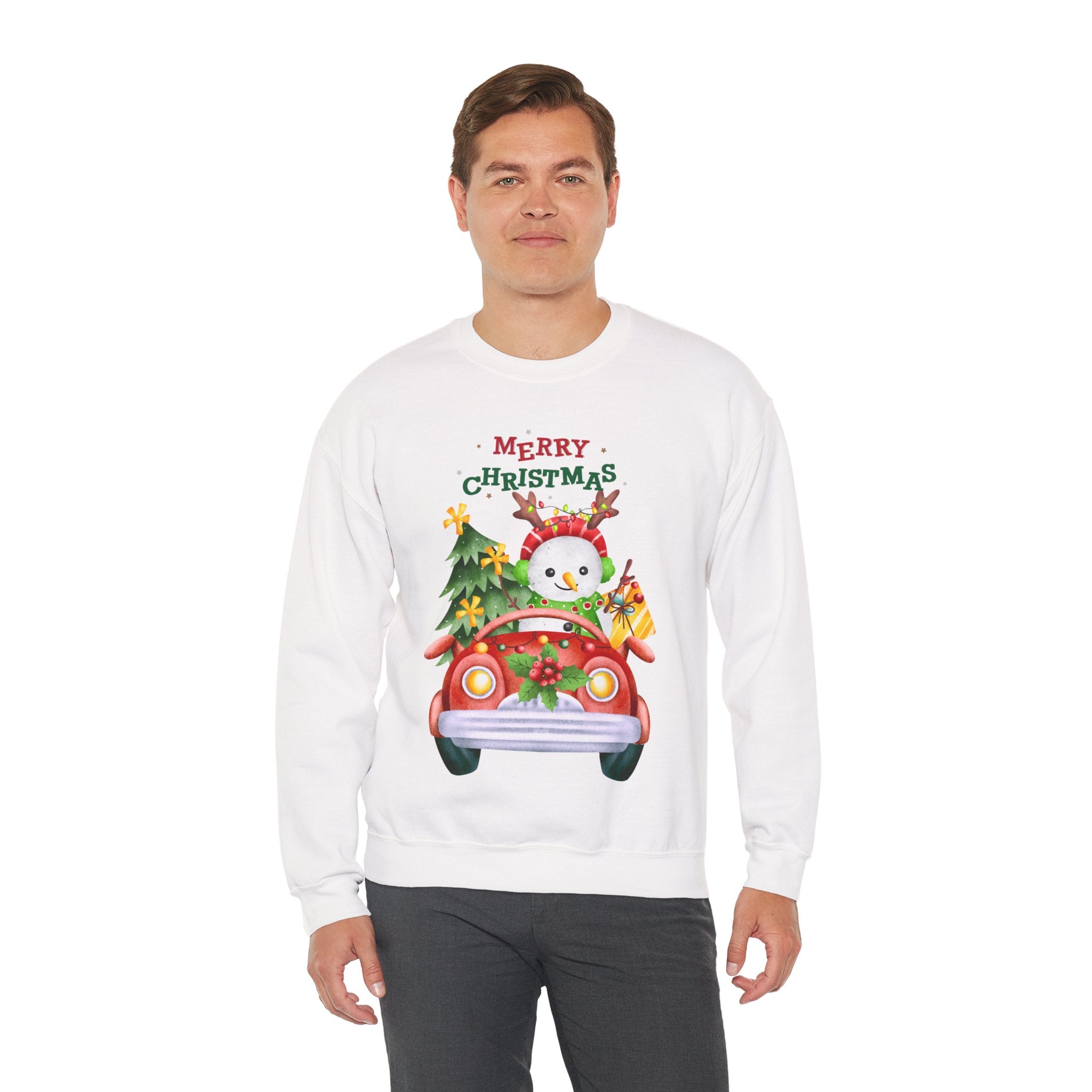 “Merry Christmas Snowman” Sweatshirt – Cute Holiday Pullover for Joyful Winter Days