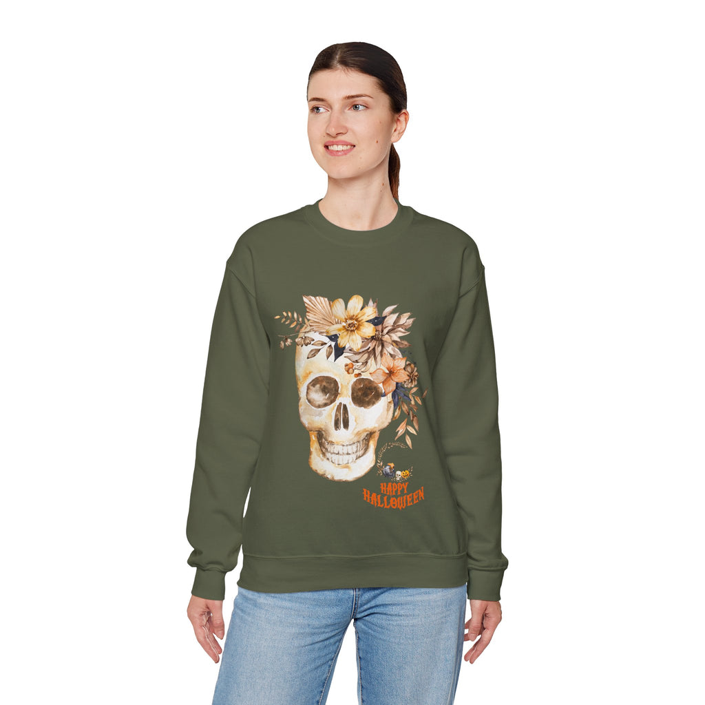 Halloween Floral Skull Sweatshirt