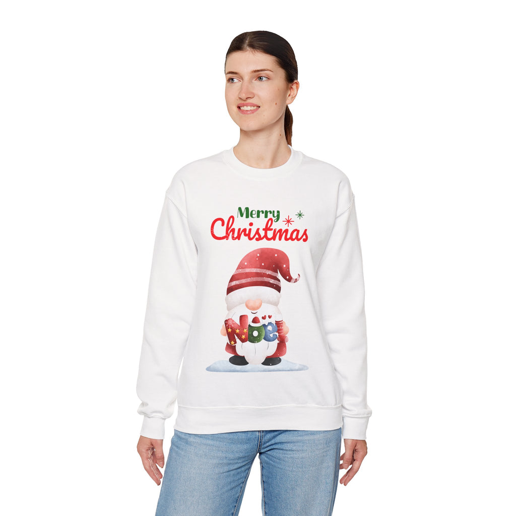 Merry Christmas Gnome Sweatshirt – Cute Santa Holding “Noel” Gift Design