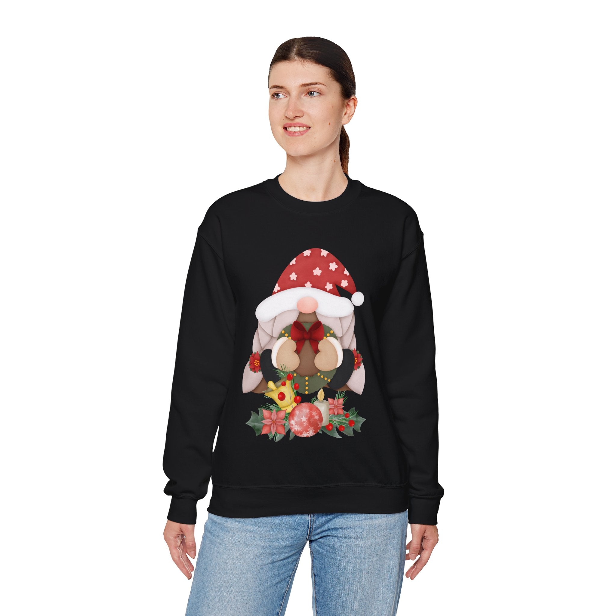 Christmas Gnome Sweatshirt – Cute Holiday Gnome with Ornaments
