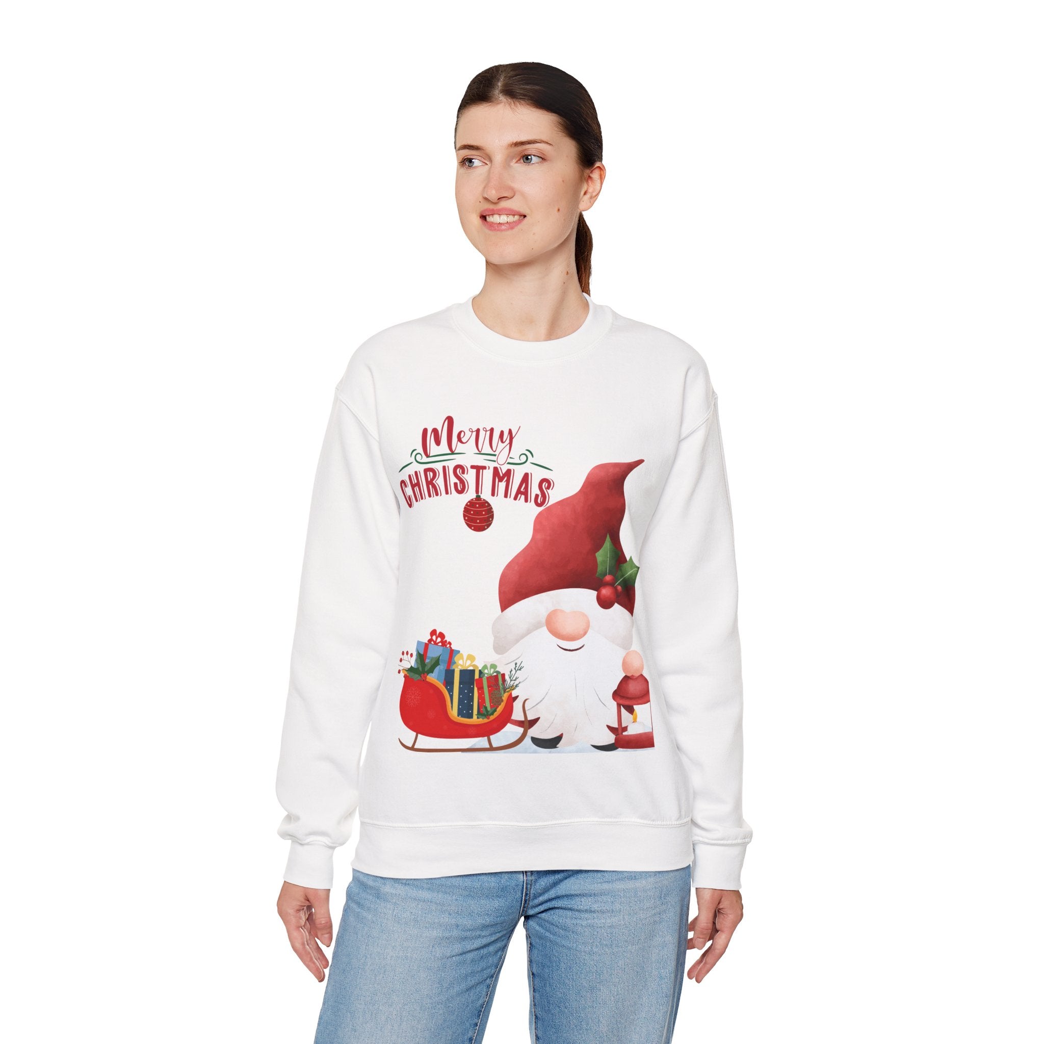 Christmas Gnome Sweatshirt – Cute Santa Gnome with Gift & Tree