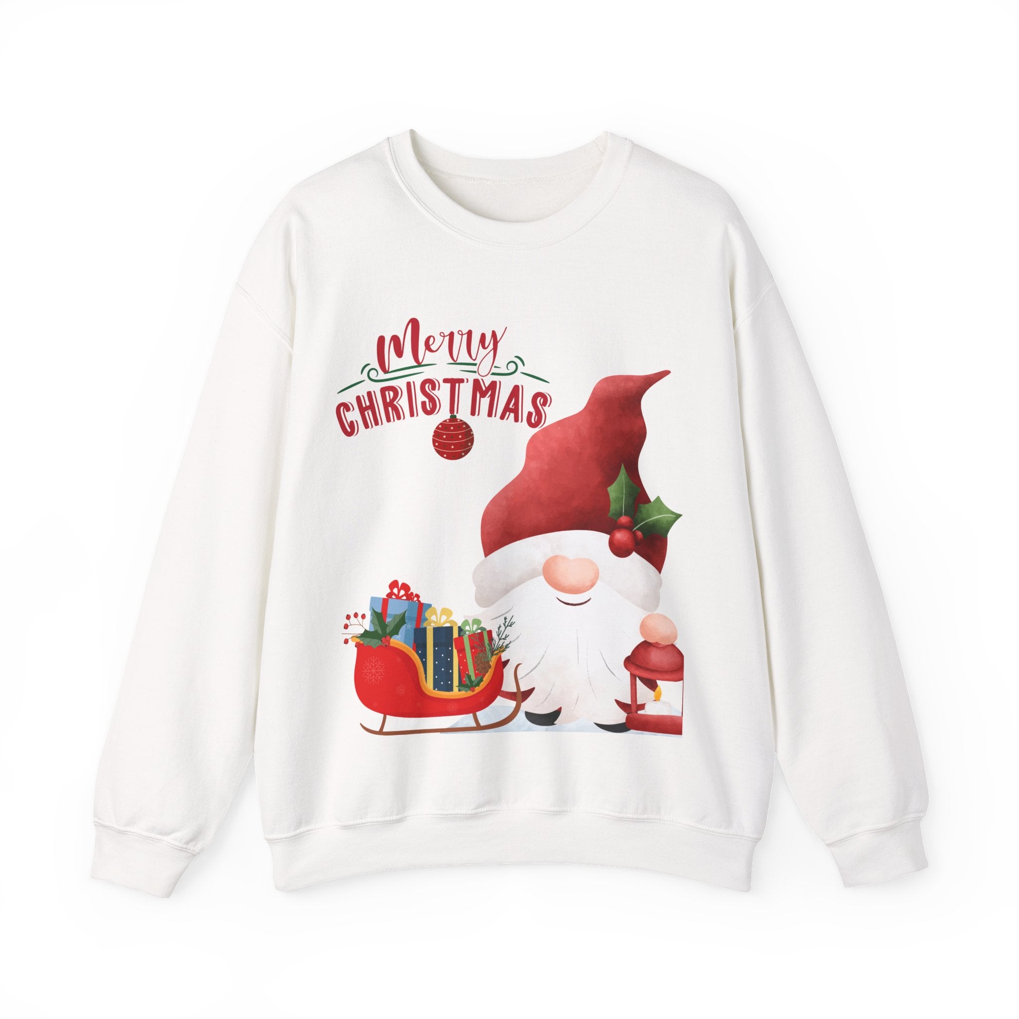 Christmas Gnome Sweatshirt – Cute Santa Gnome with Gift & Tree