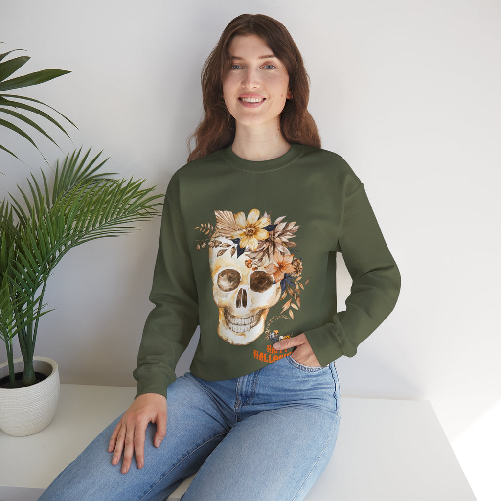 Halloween Floral Skull Sweatshirt