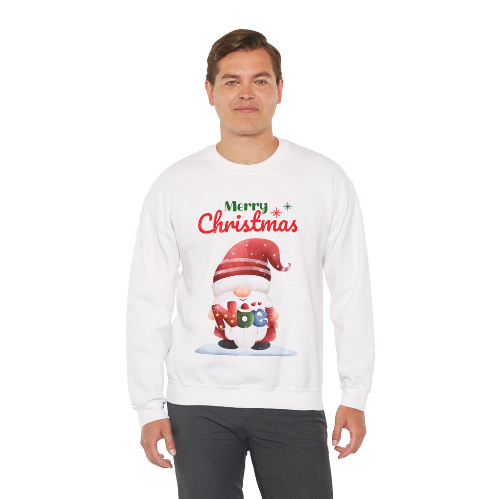 Merry Christmas Gnome Sweatshirt – Cute Santa Holding “Noel” Gift Design
