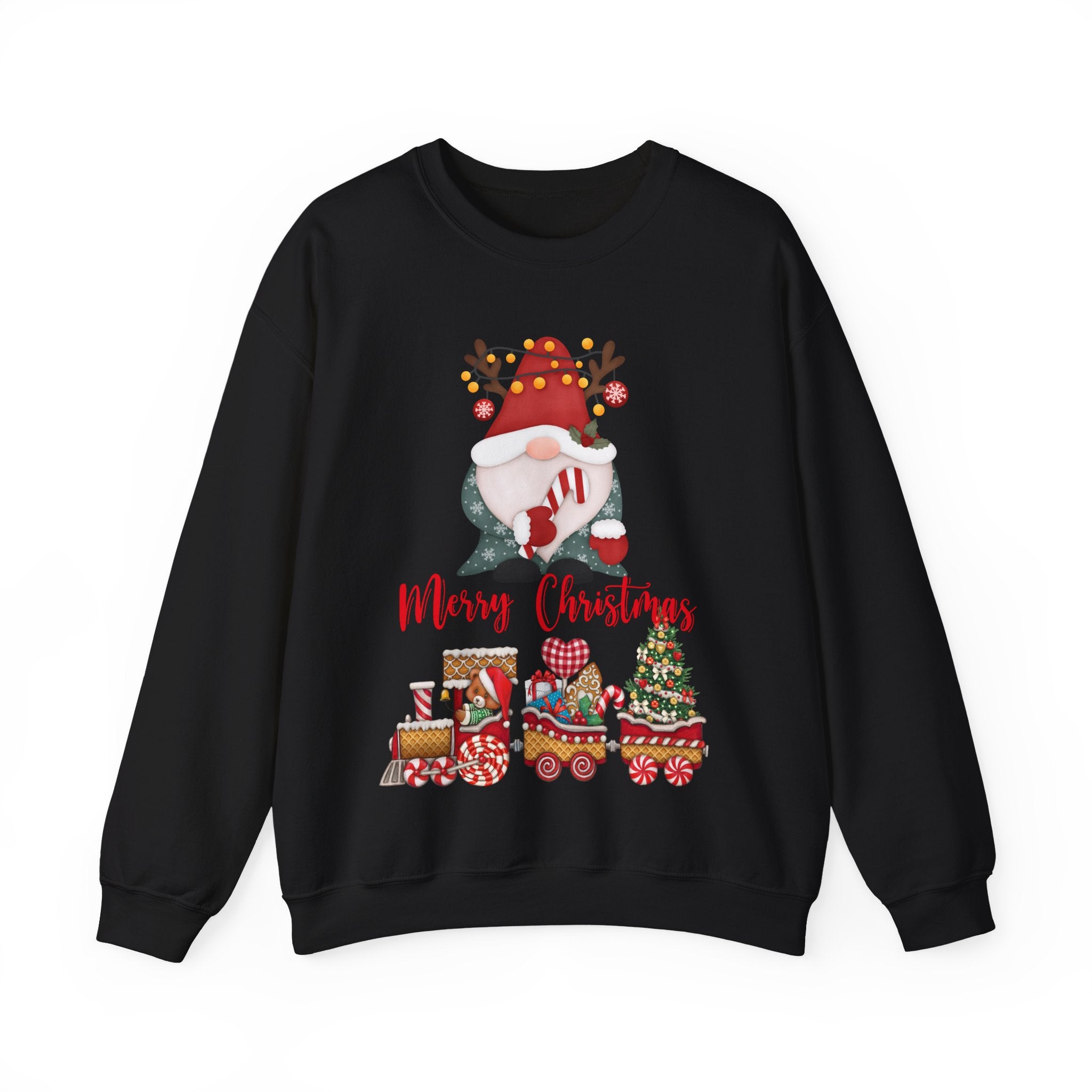 “Merry Christmas Gnome & Gifts” Sweatshirt – Festive Holiday Pullover for Cozy Winter Cheer