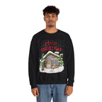 “Merry Christmas Cottage” Sweatshirt – Cozy Holiday Cabin & Snowman Sweater 2025