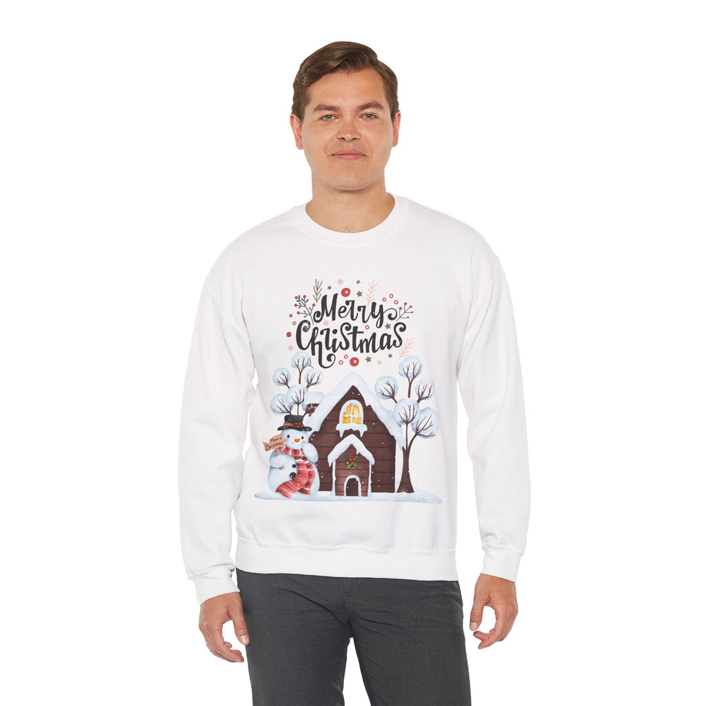 Merry Christmas Snowman Sweatshirt – Cozy Winter Cottage Holiday Pullover