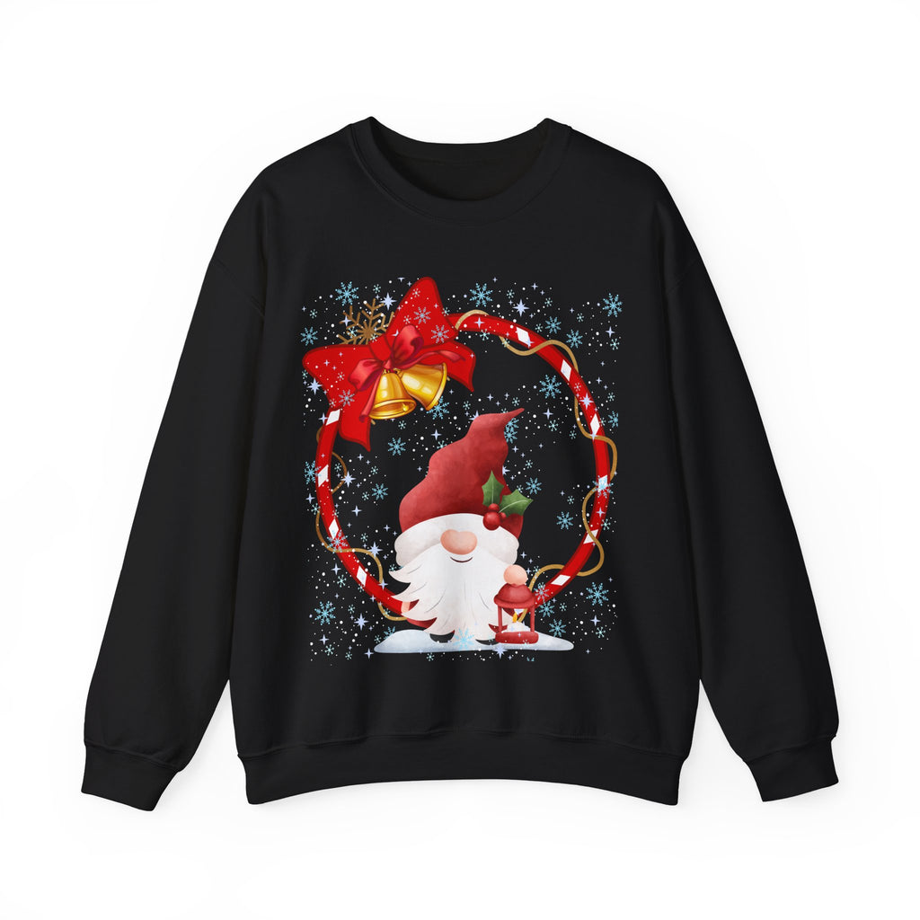 Christmas Gnome Sweatshirt – Festive Red Wreath & Santa Gnome Design