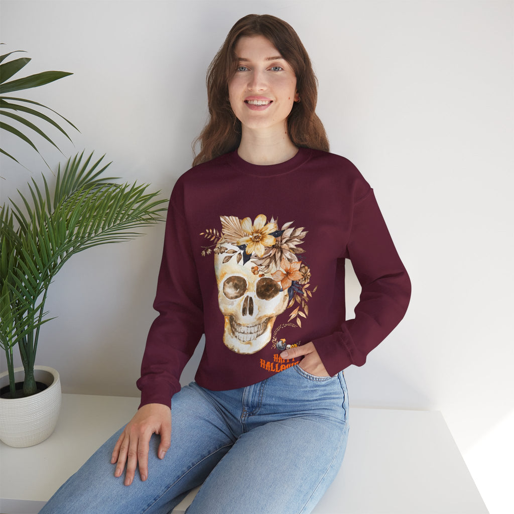 Halloween Floral Skull Sweatshirt