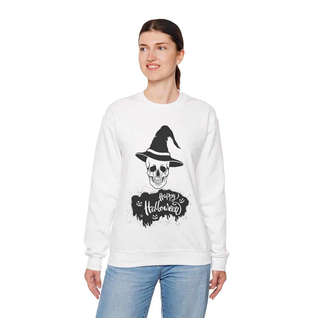 Skull Witch Hat Halloween Sweatshirt