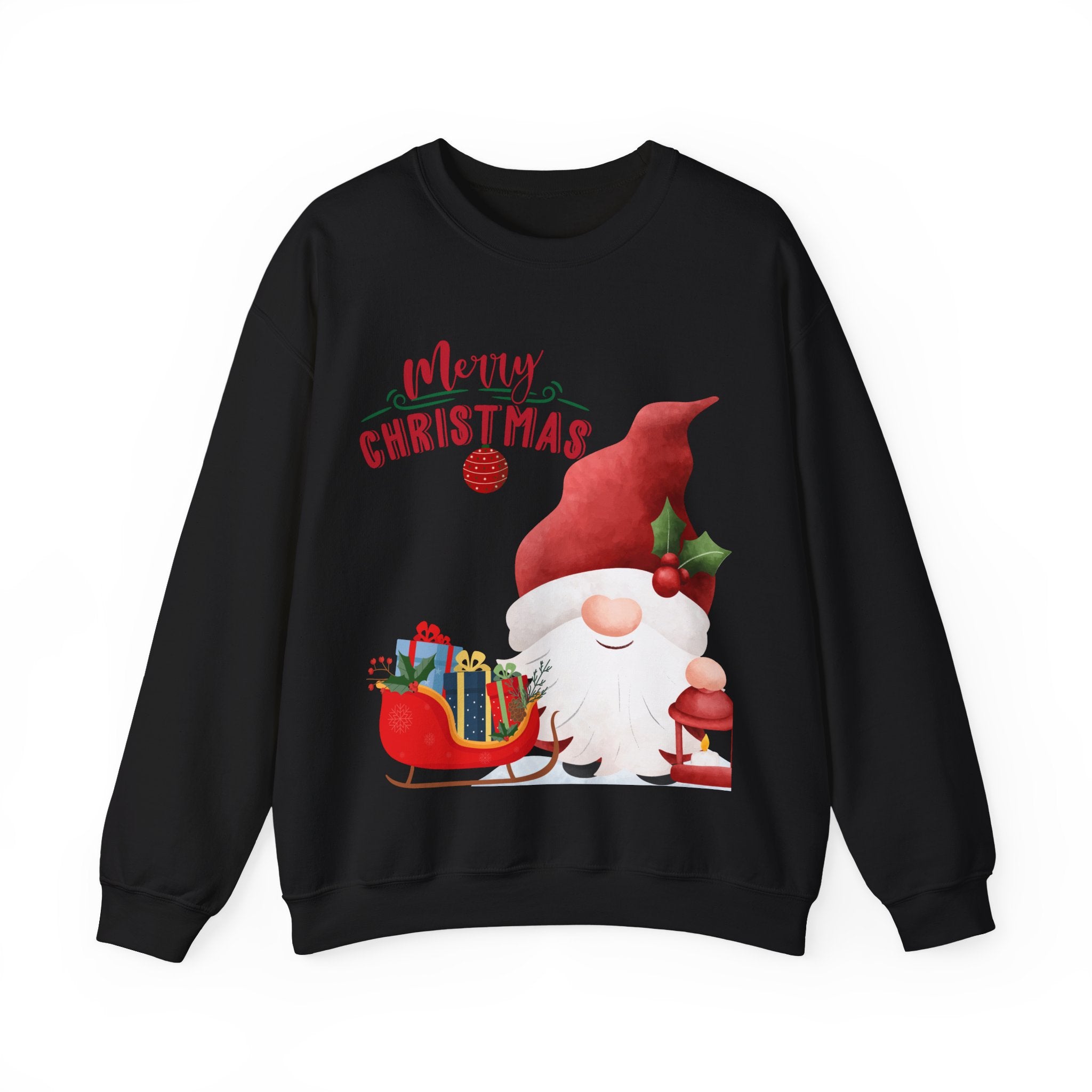 Christmas Gnome Sweatshirt – Cute Santa Gnome with Gift & Tree