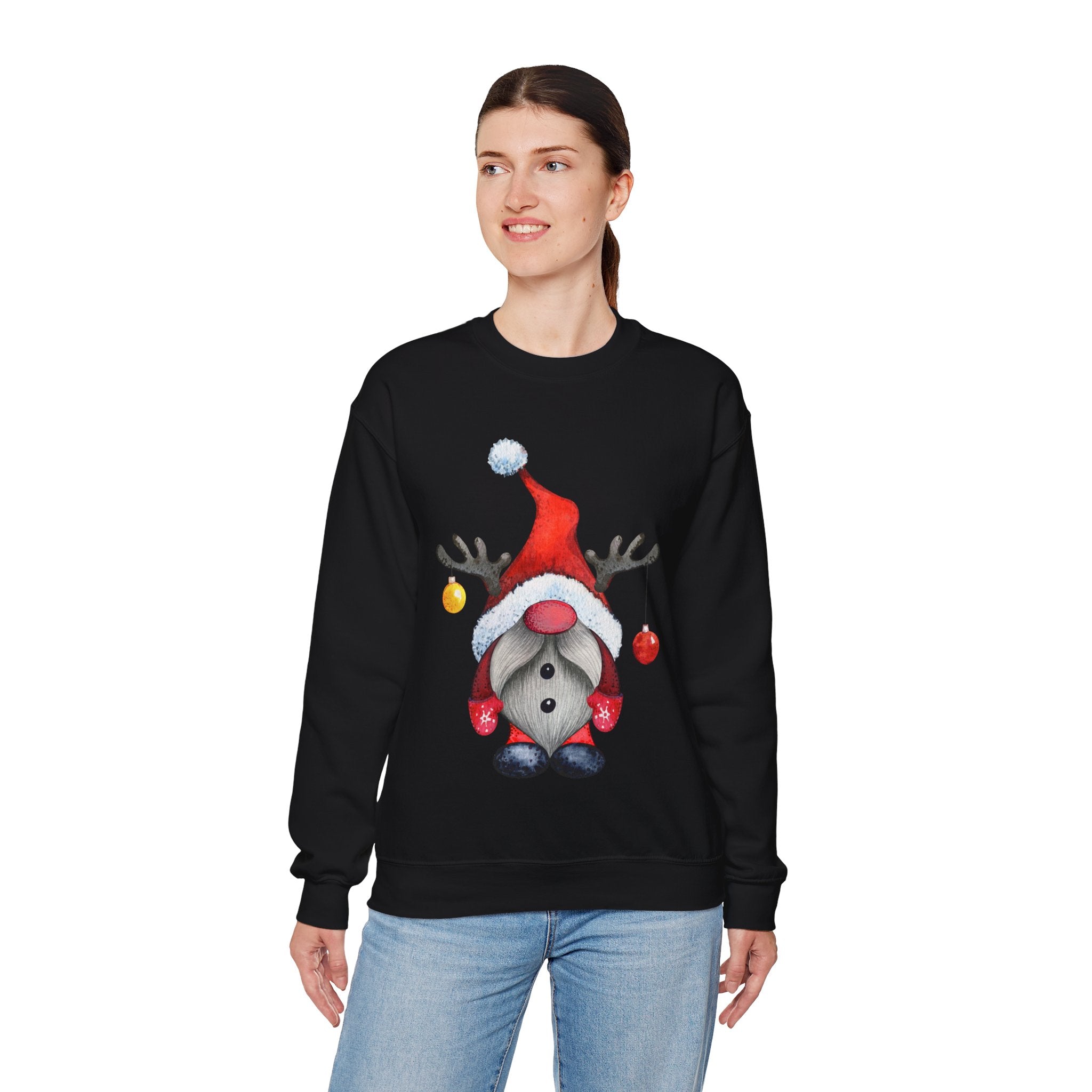 Christmas Gnome Sweatshirt – Cute Reindeer Hat Gnome Holiday Pullover