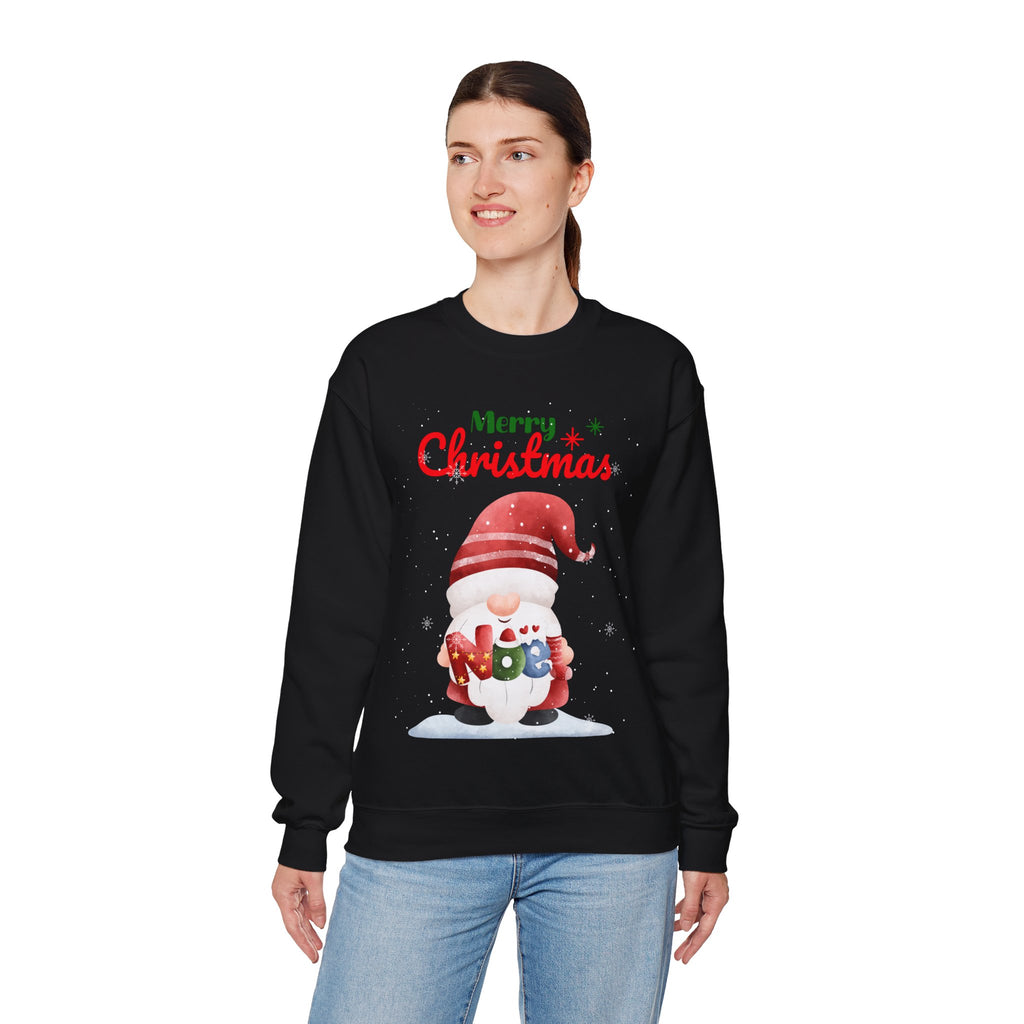 Merry Christmas Gnome Sweatshirt – Cute Santa Holding “Noel” Gift Design