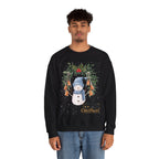 “Merry Christmas” Snowman Sweatshirt – Festive Winter Bells Holiday Sweater 2025
