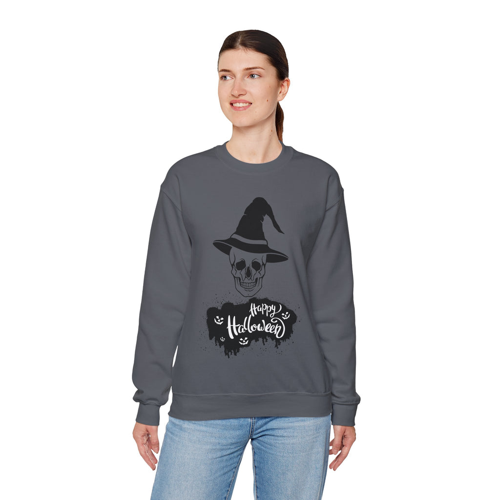Skull Witch Hat Halloween Sweatshirt