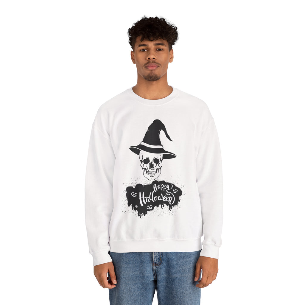 Skull Witch Hat Halloween Sweatshirt