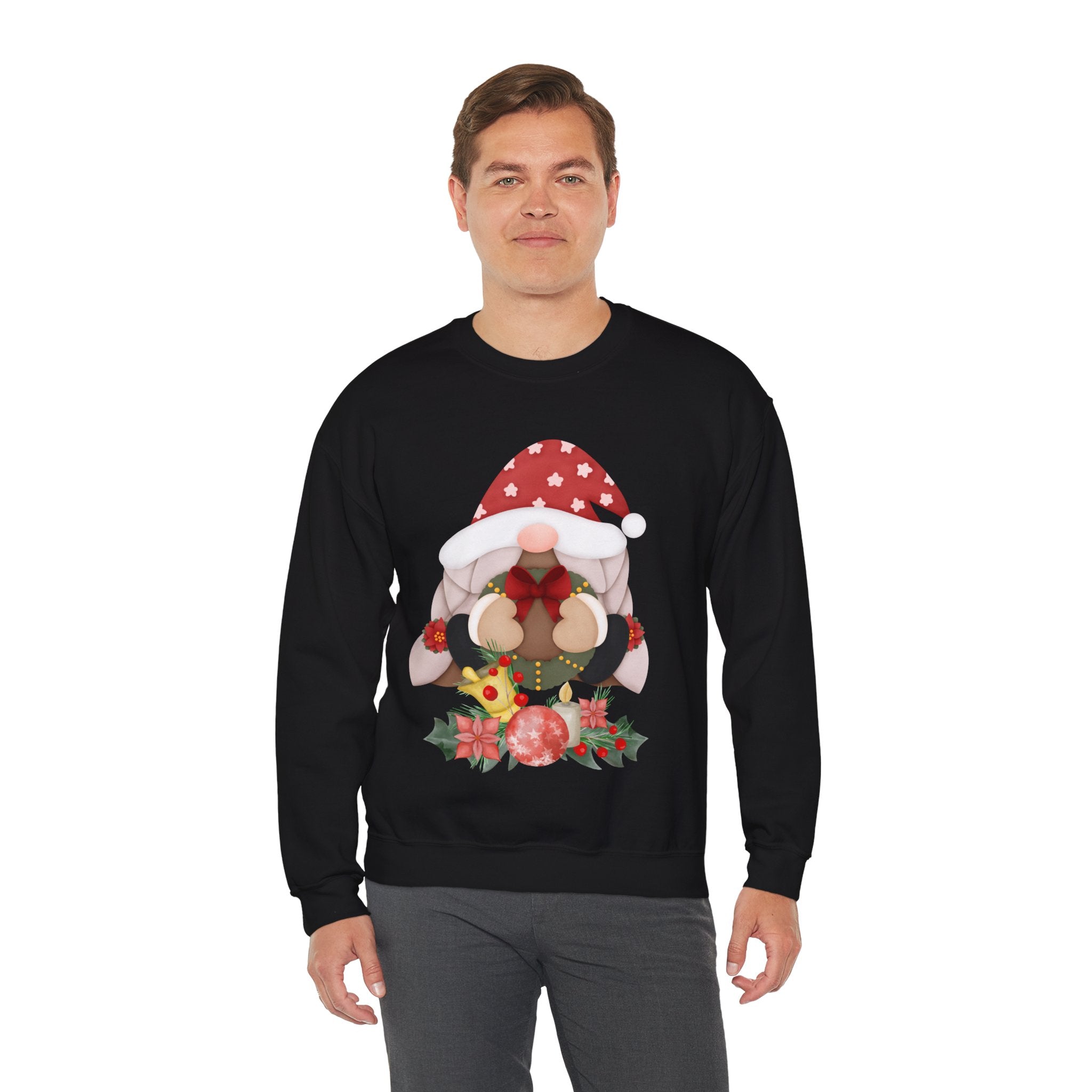 Christmas Gnome Sweatshirt – Cute Holiday Gnome with Ornaments