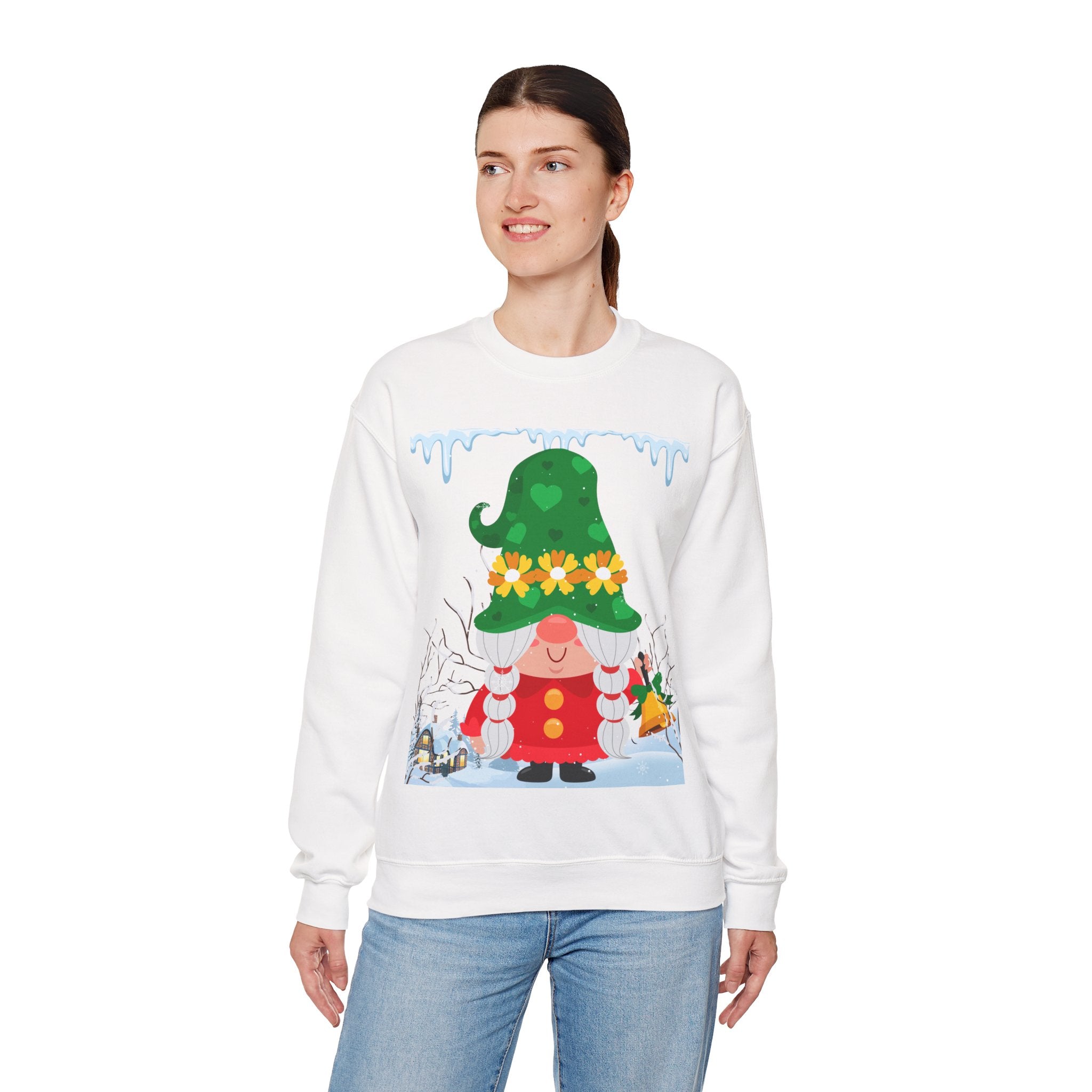 Christmas Girl Gnome Sweatshirt – Cute Green Hat Winter Holiday Pullover