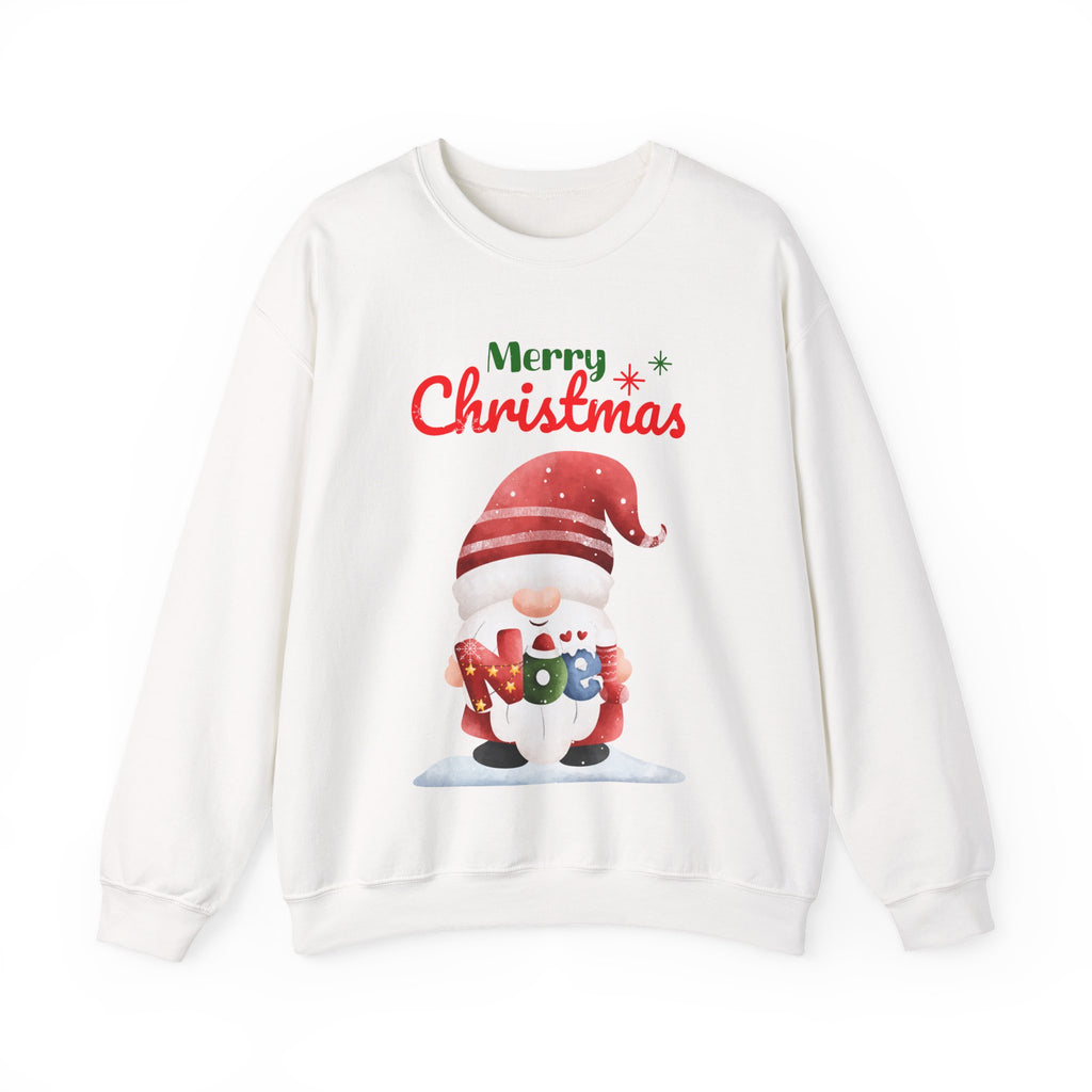 Merry Christmas Gnome Sweatshirt – Cute Santa Holding “Noel” Gift Design