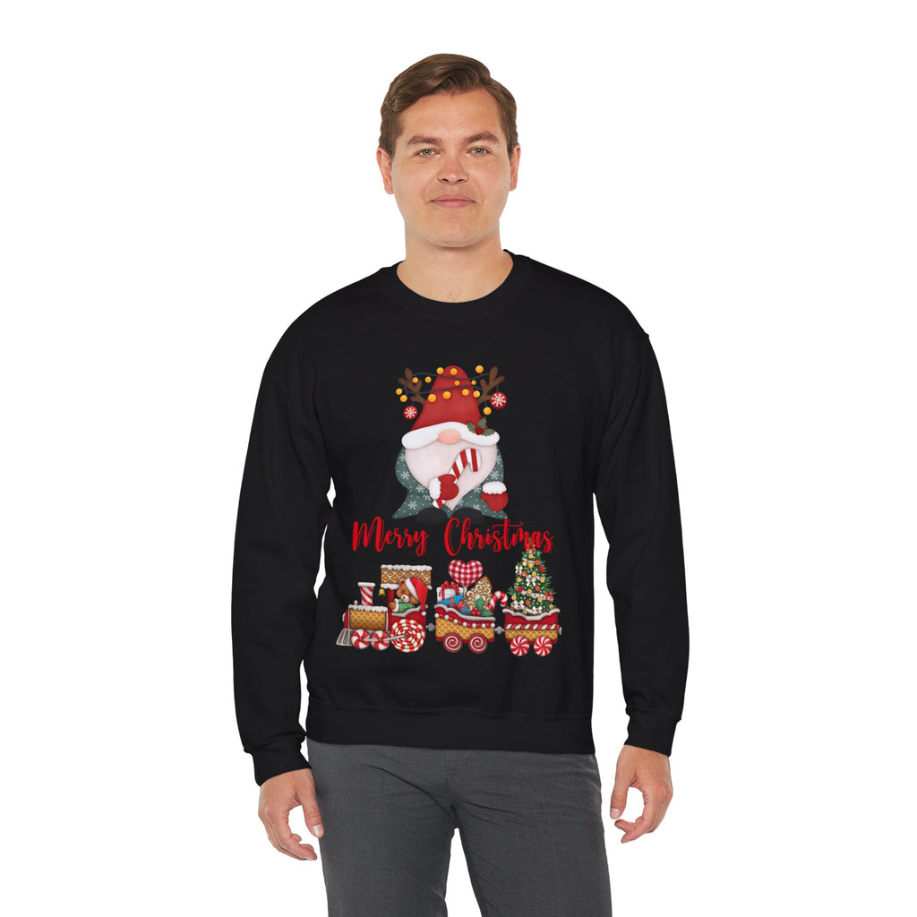 “Merry Christmas Gnome & Gifts” Sweatshirt – Festive Holiday Pullover for Cozy Winter Cheer