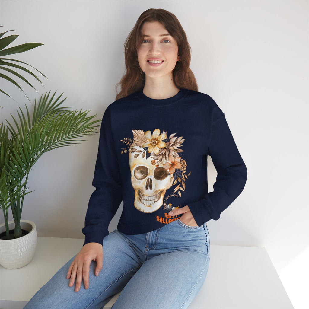 Halloween Floral Skull Sweatshirt