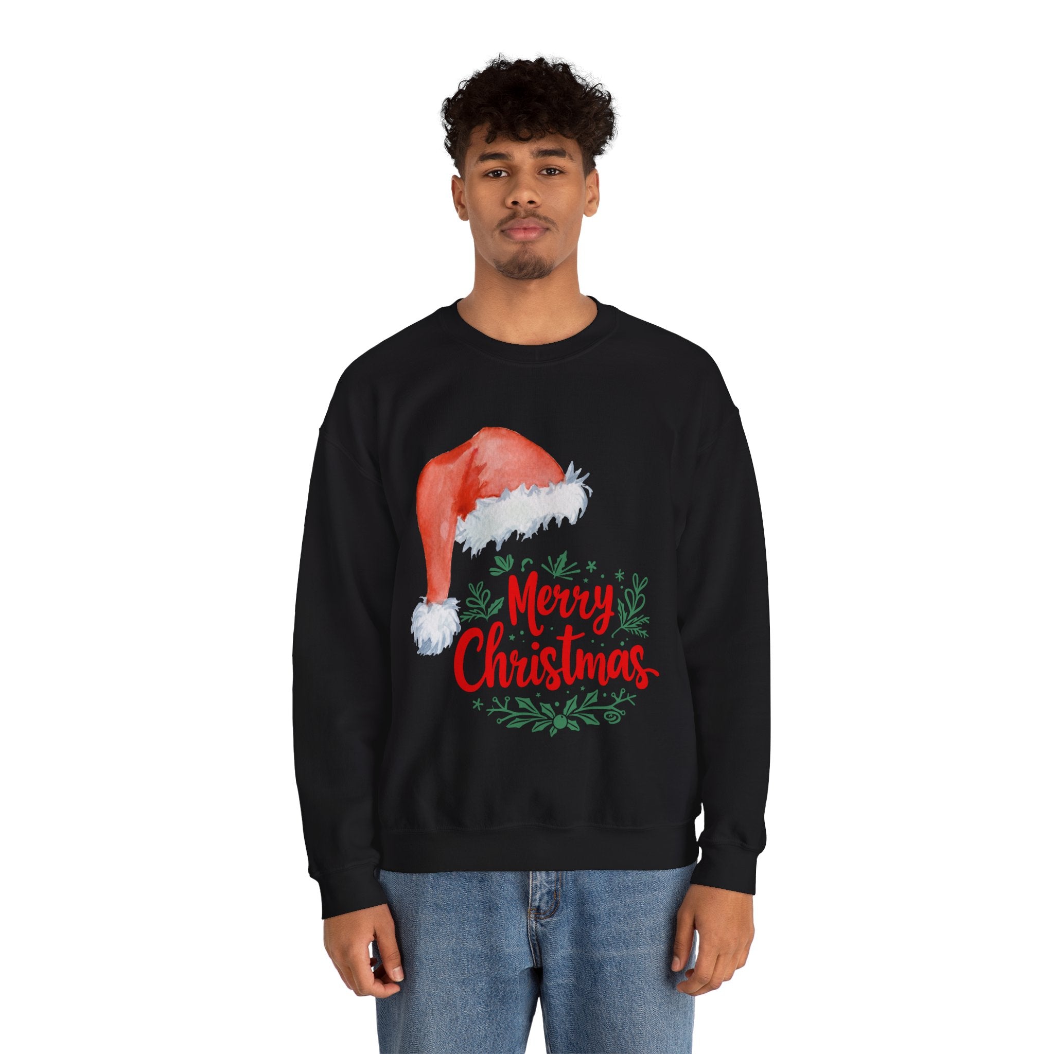 “Merry Christmas” Sweatshirt with Santa Hat – Cozy Festive Style for Christmas 2025