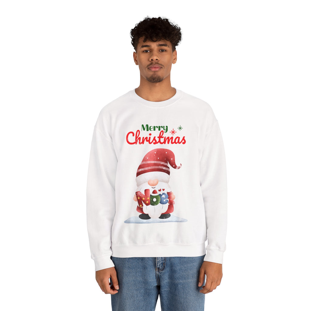Merry Christmas Gnome Sweatshirt – Cute Santa Holding “Noel” Gift Design