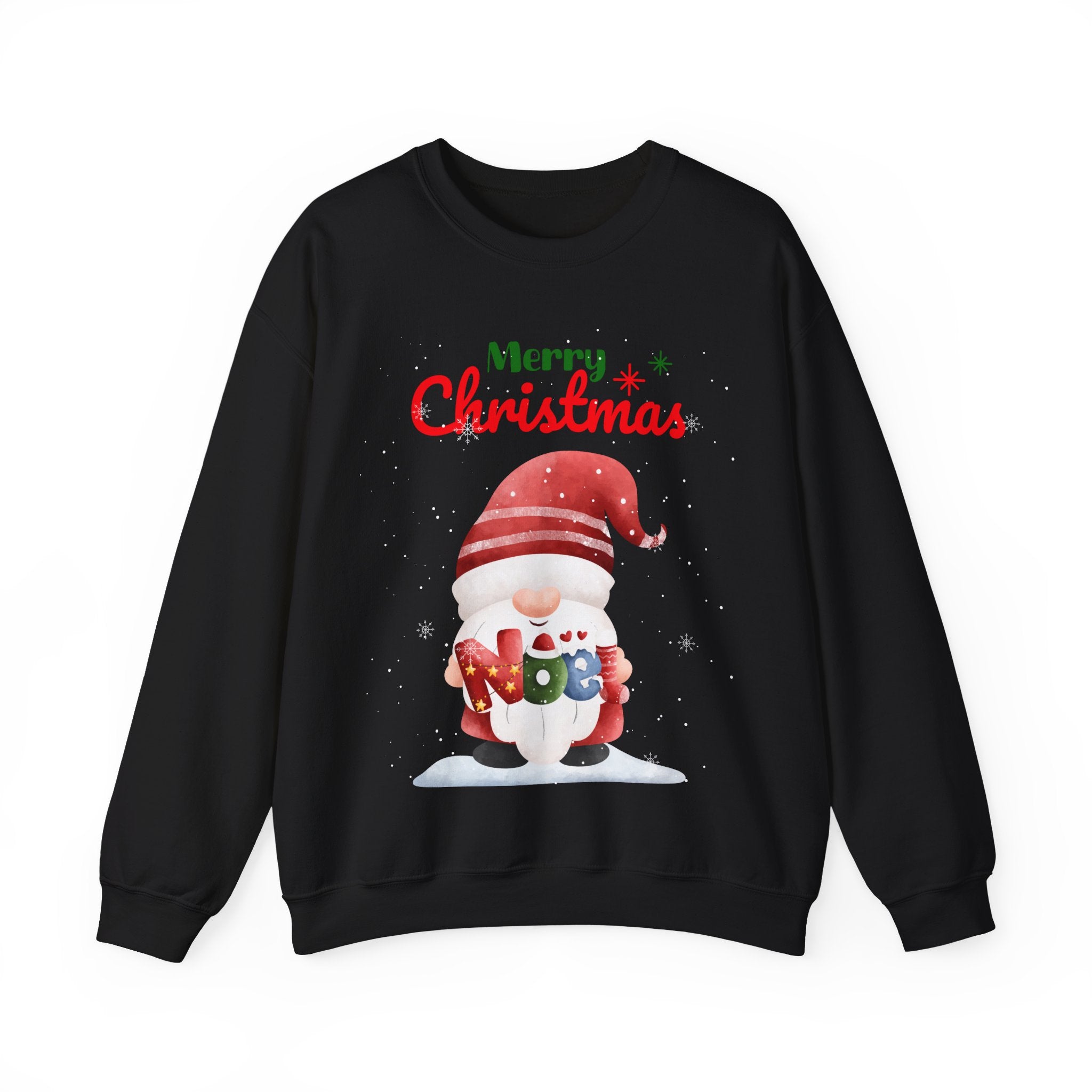 Merry Christmas Gnome Sweatshirt – Cute Santa Holding “Noel” Gift Design
