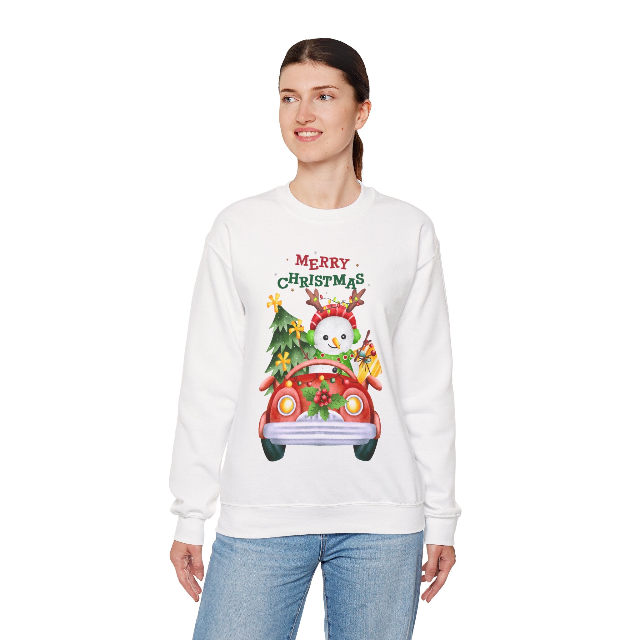 “Merry Christmas Snowman” Sweatshirt – Cute Holiday Pullover for Joyful Winter Days