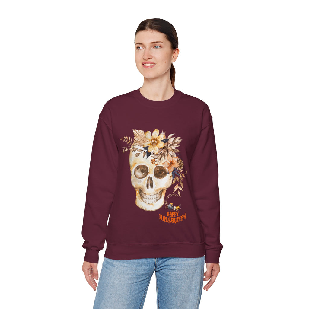 Halloween Floral Skull Sweatshirt
