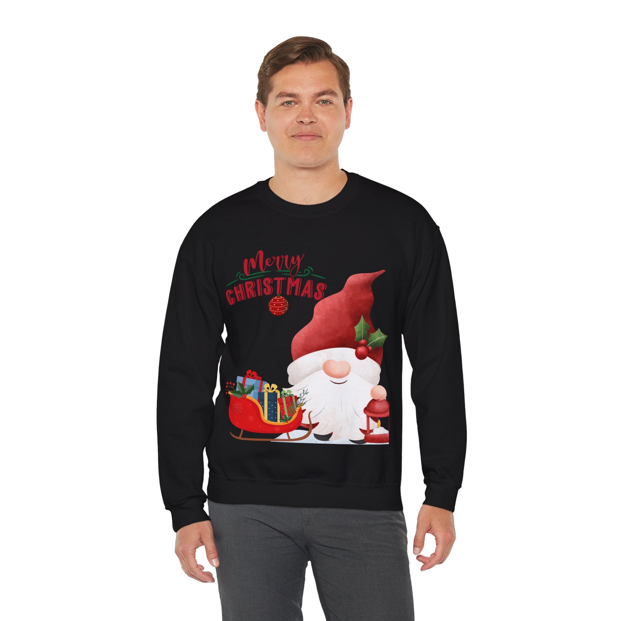 Christmas Gnome Sweatshirt – Cute Santa Gnome with Gift & Tree